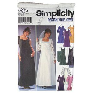 Y2K Simplicity 5275 Petite Wedding Dress Pattern Size 18W-24W Formal UNCUT